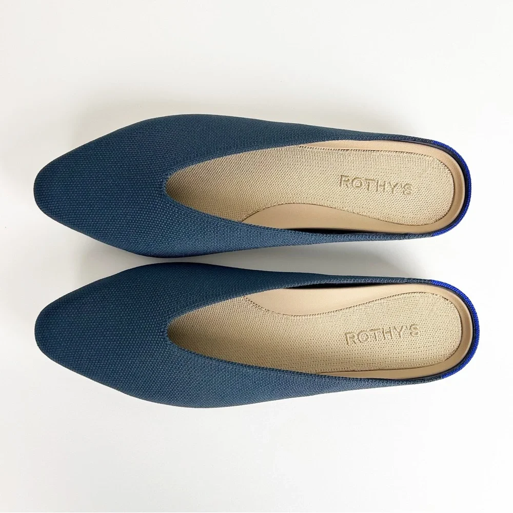 Rothy’s The Almond Demi Mule Flats Navy Blue size 9.5 - Picture 4 of 6